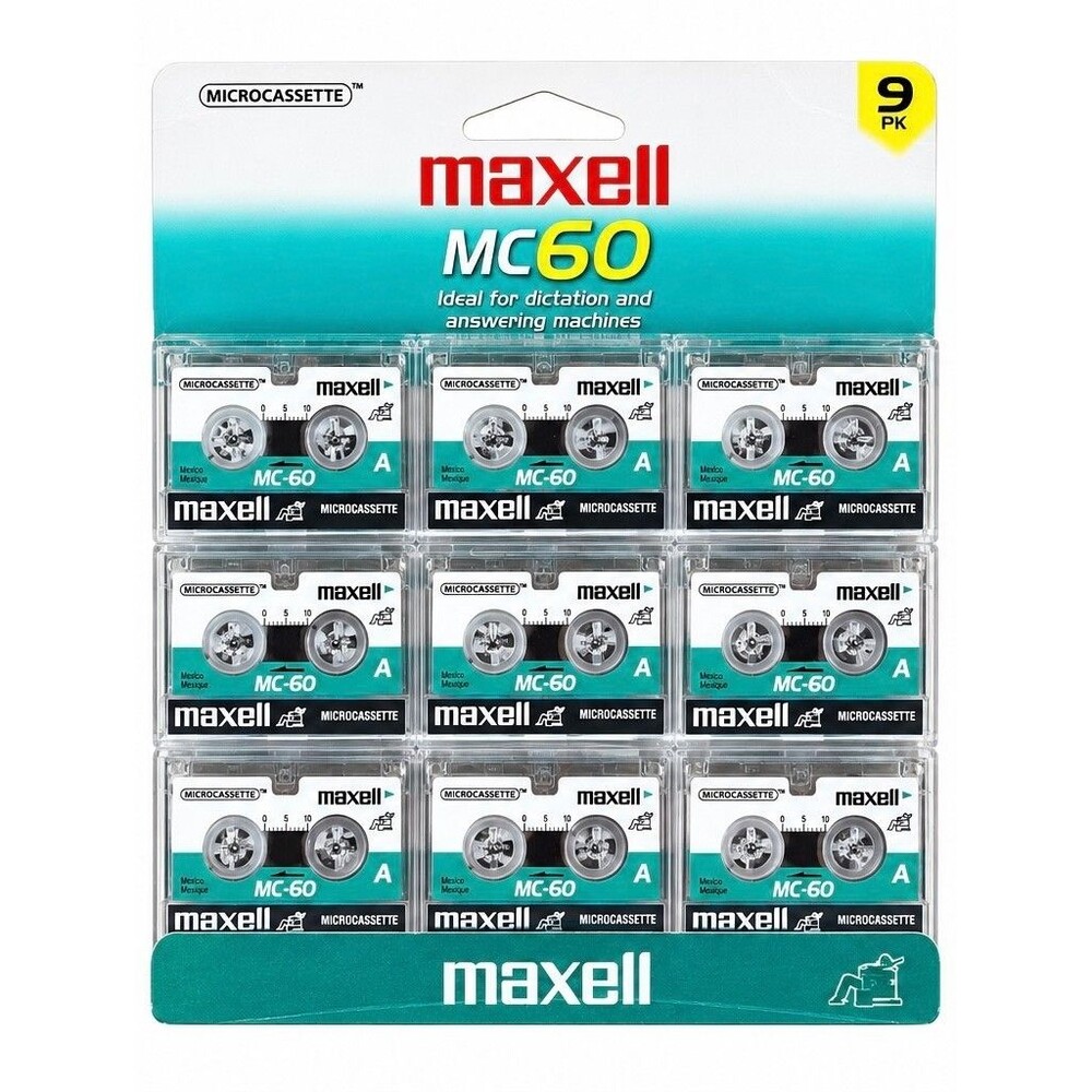 Maxell MC 60 Microcassette Tapes, 9 Pack, Factory Sealed! NOS